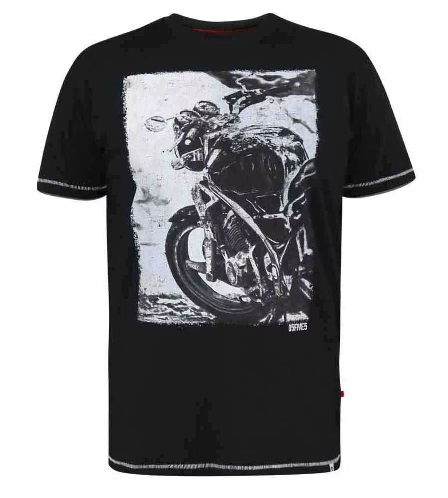 D555 Tall Mens Photographic Motorcycle Printed T-Shirt (PINEWOOD)