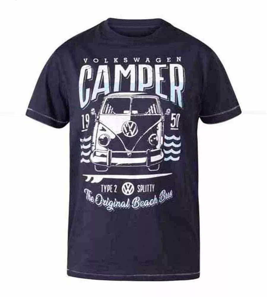 D555 Tall Mens VW Campervan Printed T-Shirt Official Licensed Product (GORTON)