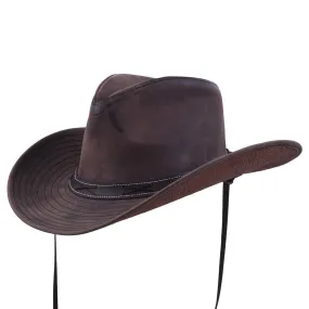 Distressed Brown Outback Leather Western Hat