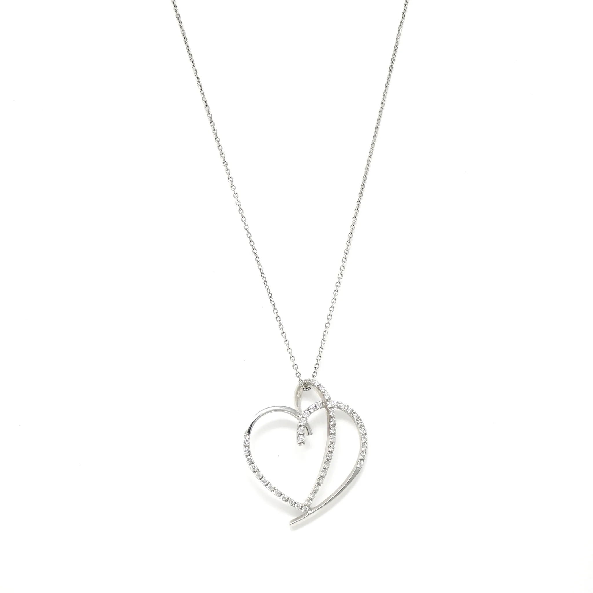 Entangled Heart Diamond Pendant Necklace in 14K White Gold