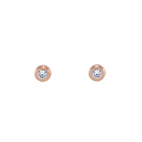 ER002RG B.Tiff Pave Rose Gold Plated Stainless Steel Solitaire Stud Earrings