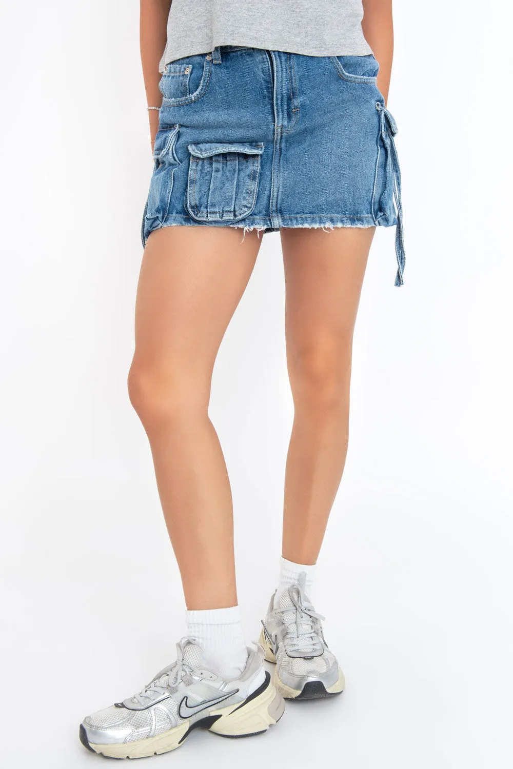 Falda corta cargo de denim fit ajustado