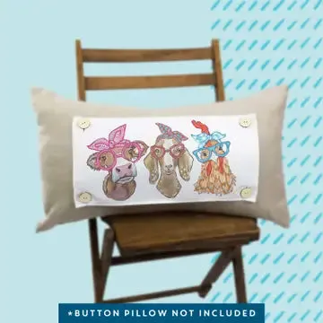 Farm Bow and Glasses Animals Pillow Swap - Lucky Bird