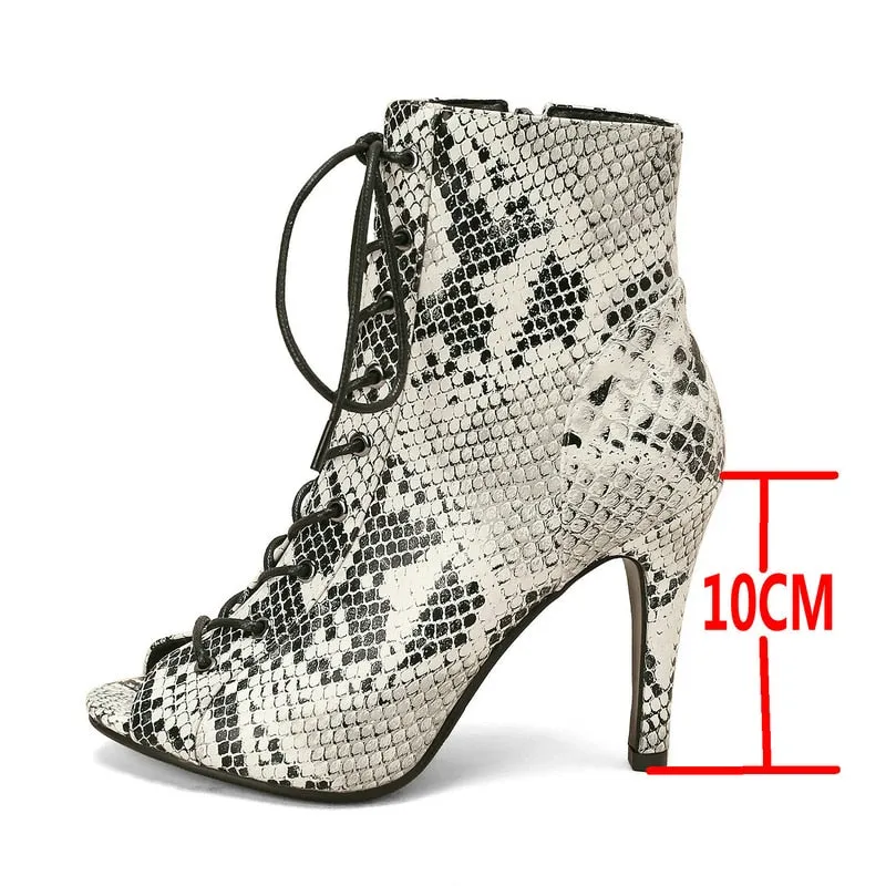 Fashion Indoor Dance High Heel Peep Toe Dance Boots for Women