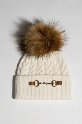 Faux Burley Pom Pom Hat - Ecru