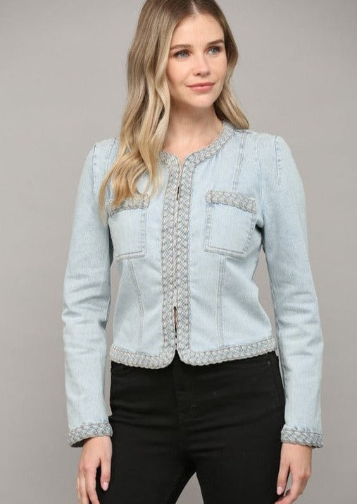 FINAL SALE - Braided Light Denim Jacket