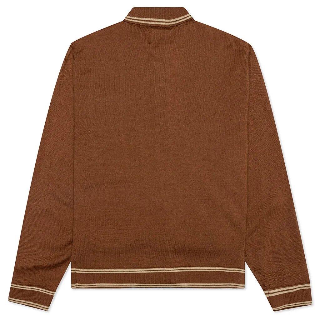 Fine Gauge Knit Cardigan - Brown