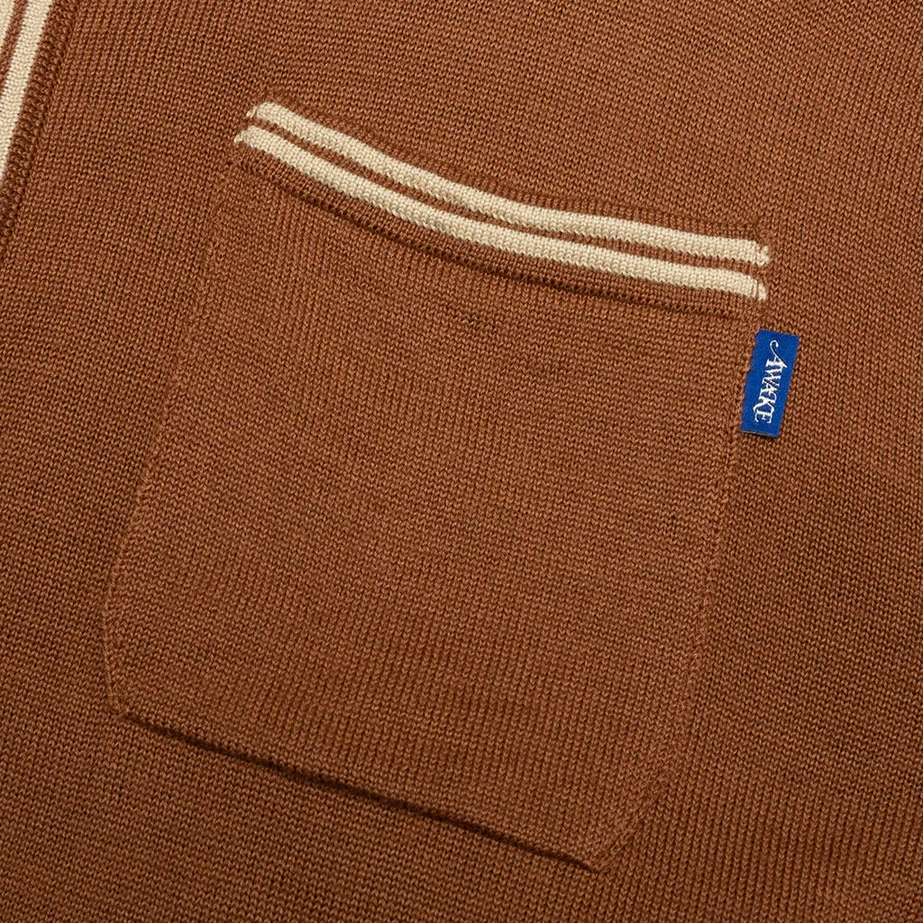 Fine Gauge Knit Cardigan - Brown