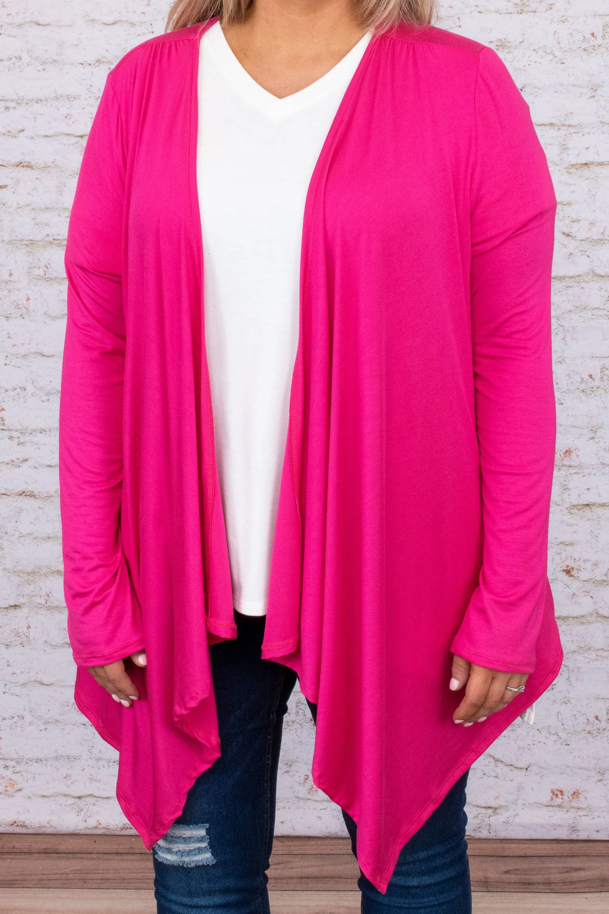 Flirting With Brunch Cardigan, Fuchsia