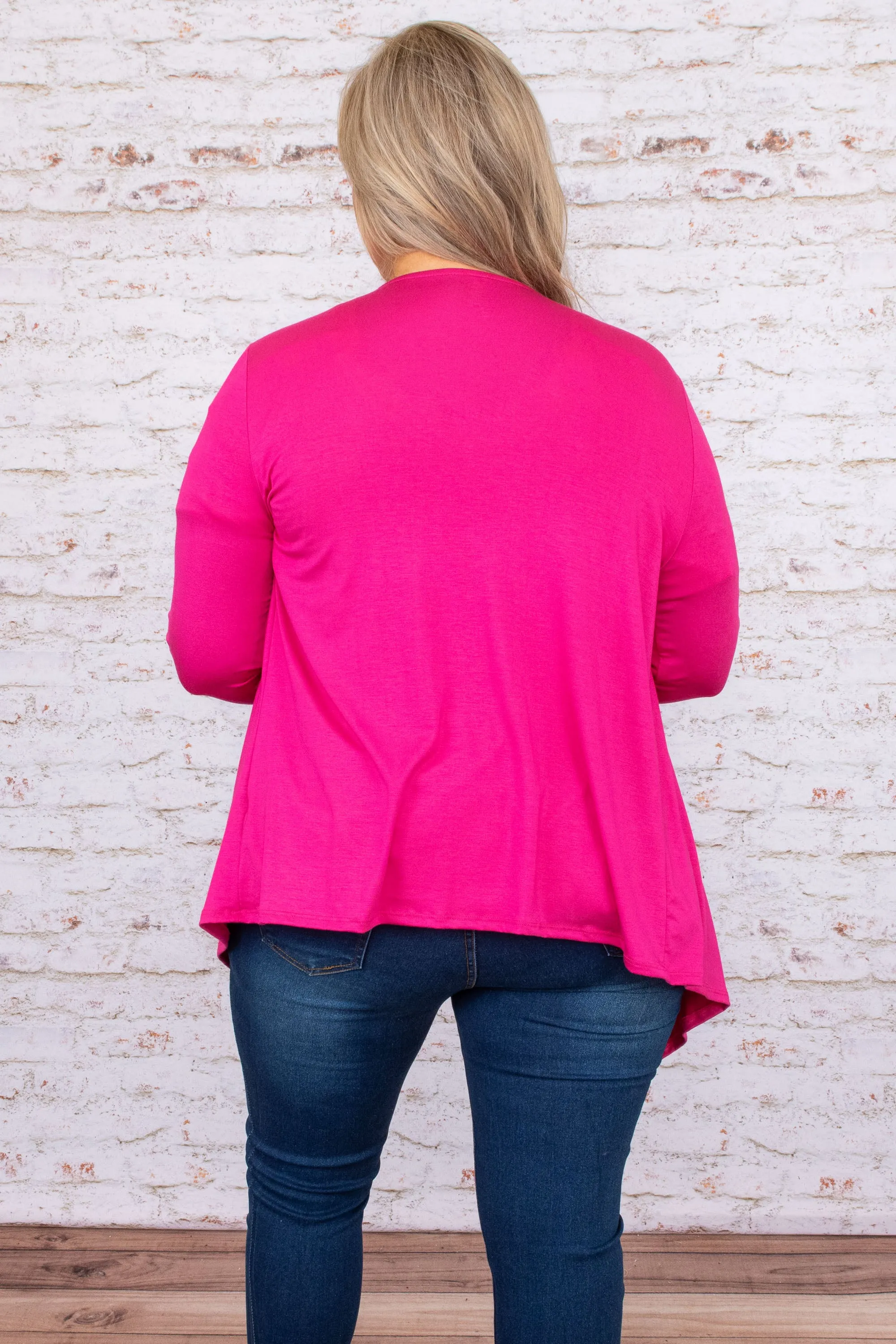 Flirting With Brunch Cardigan, Fuchsia