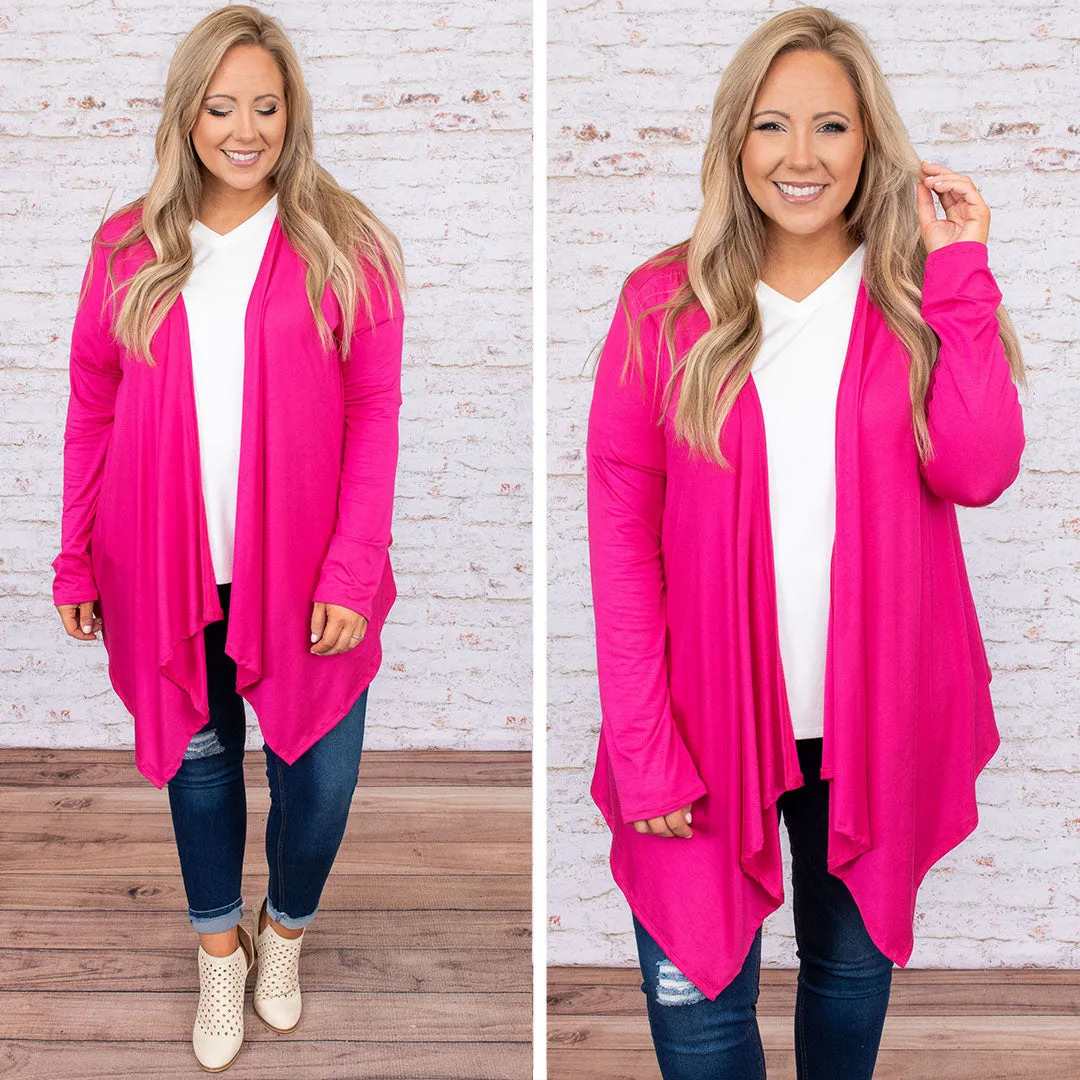 Flirting With Brunch Cardigan, Fuchsia