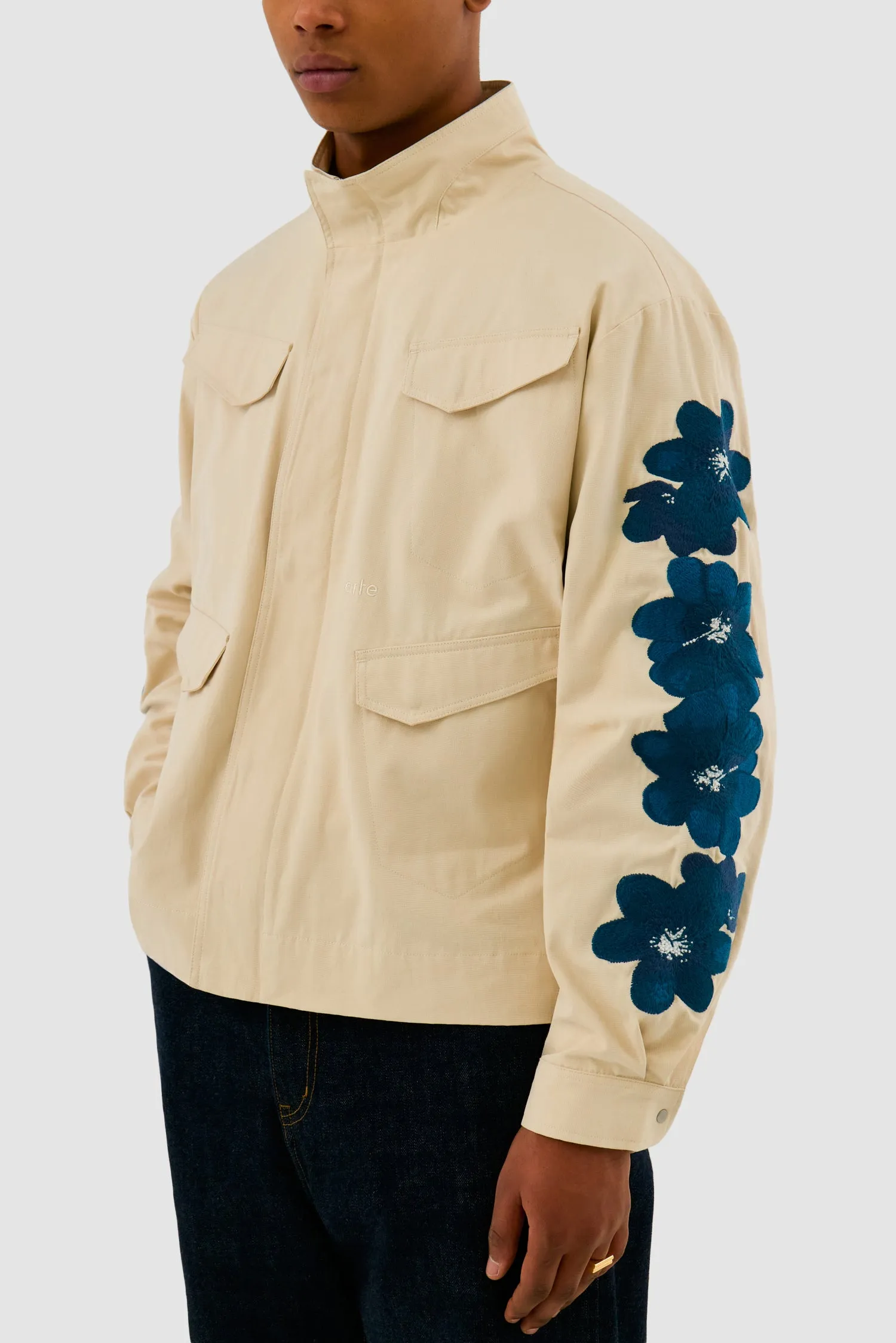 Flower Embroidery Jacket - Cream