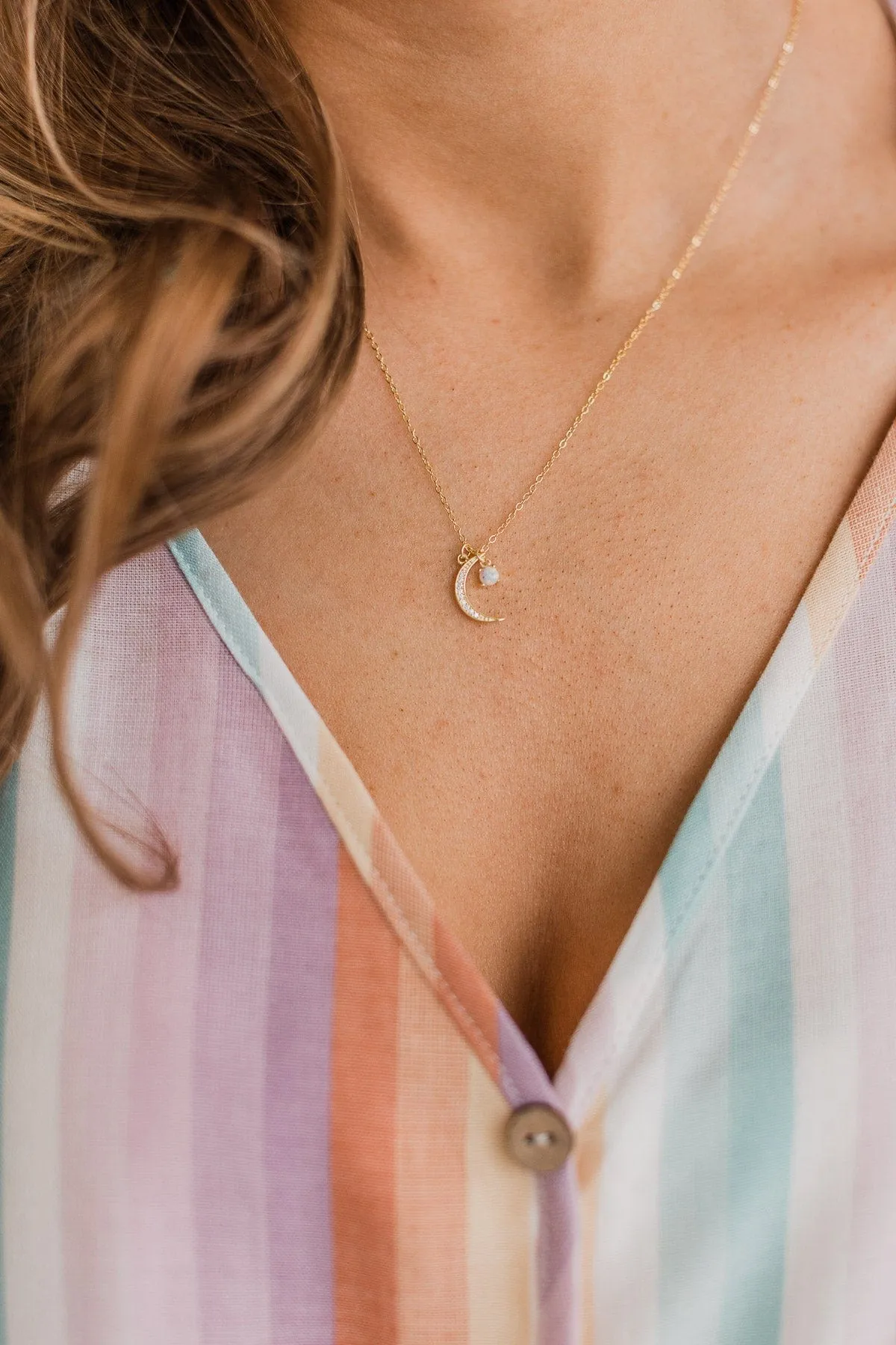 Fly Me To The Moon Chain Necklace- Gold