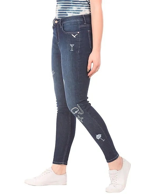 Flying Machine Women Skinny Fit Stone Wash Jeans