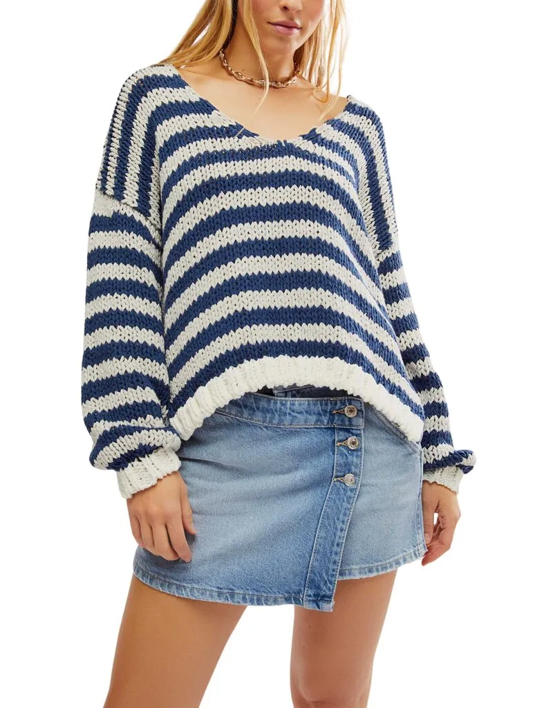 Free People Portland Pullover - Denim Island Combo