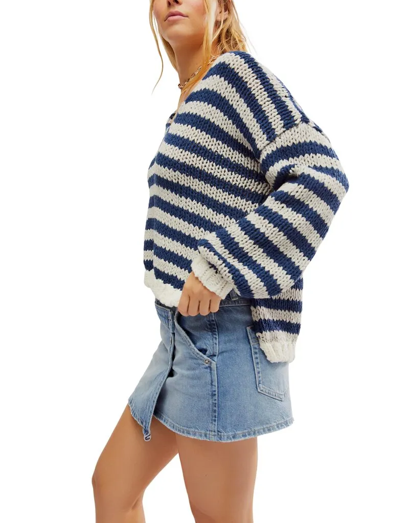 Free People Portland Pullover - Denim Island Combo