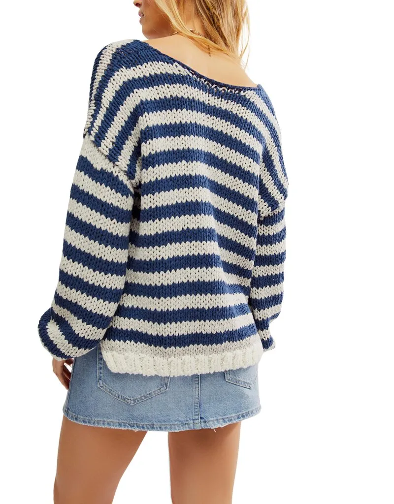 Free People Portland Pullover - Denim Island Combo