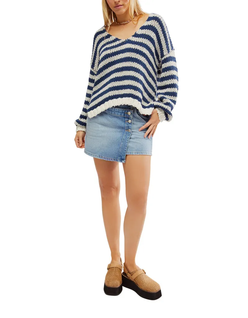 Free People Portland Pullover - Denim Island Combo