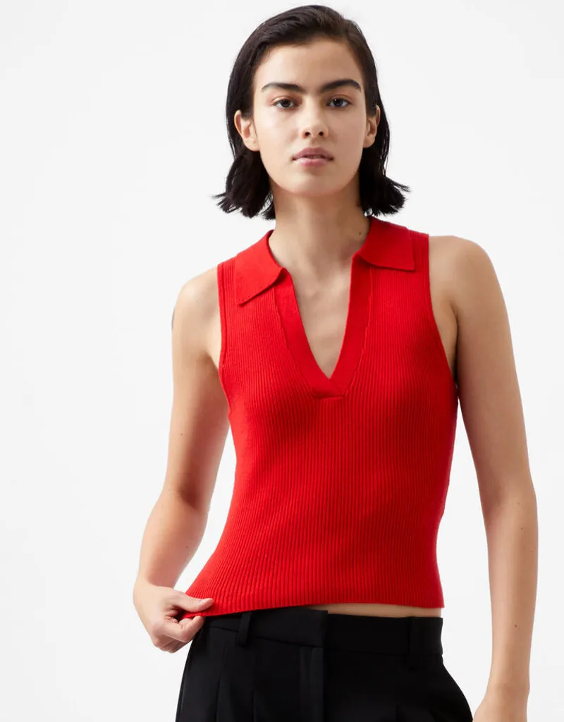 French Connection Cosysoft V-Neck Sleeveless Sweater - Mars Red