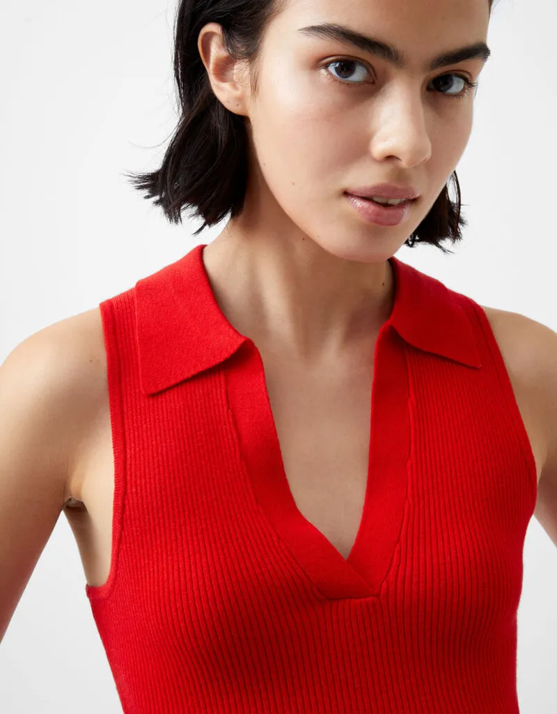 French Connection Cosysoft V-Neck Sleeveless Sweater - Mars Red