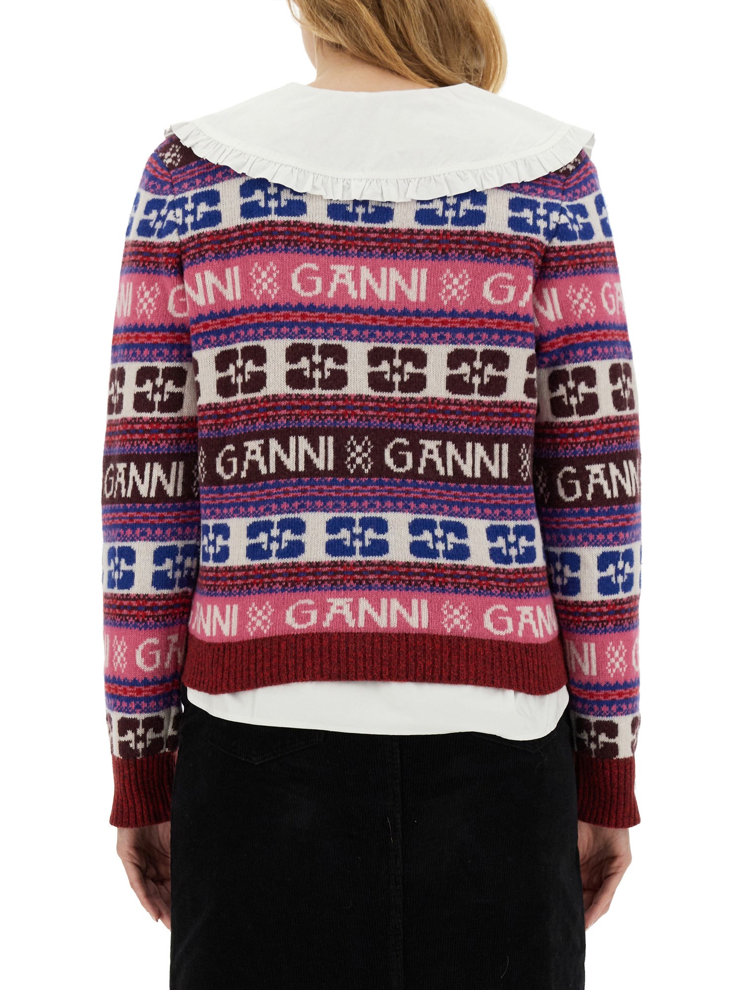 GANNI    WOOL V-NECK CARDIGAN