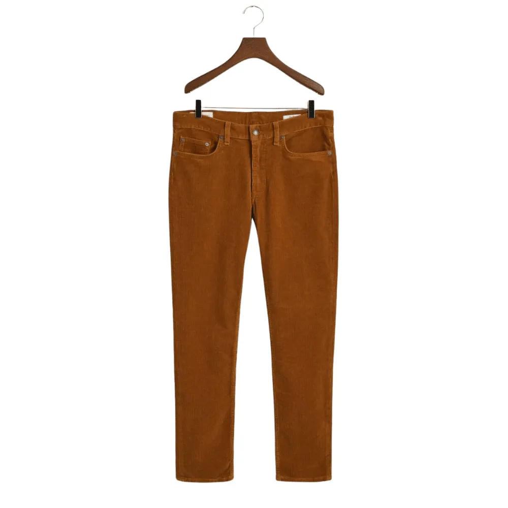 GANT Slim-Fit Woody Brown Corduroy Jeans | Menswear Online