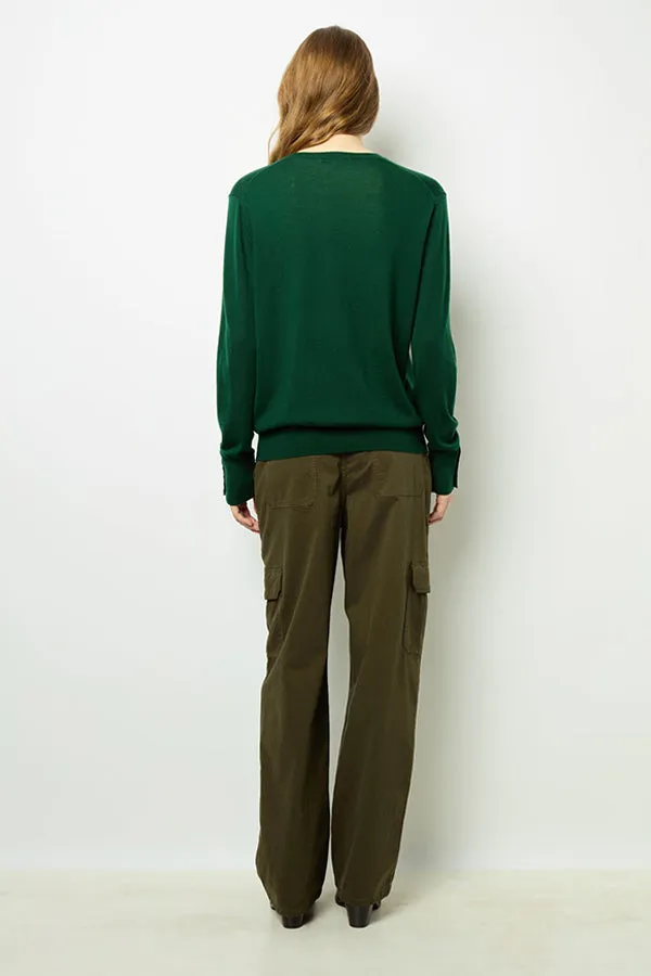 Gerard Darel JADE GREEN FINE WOOL ROUND NECK SWEATER