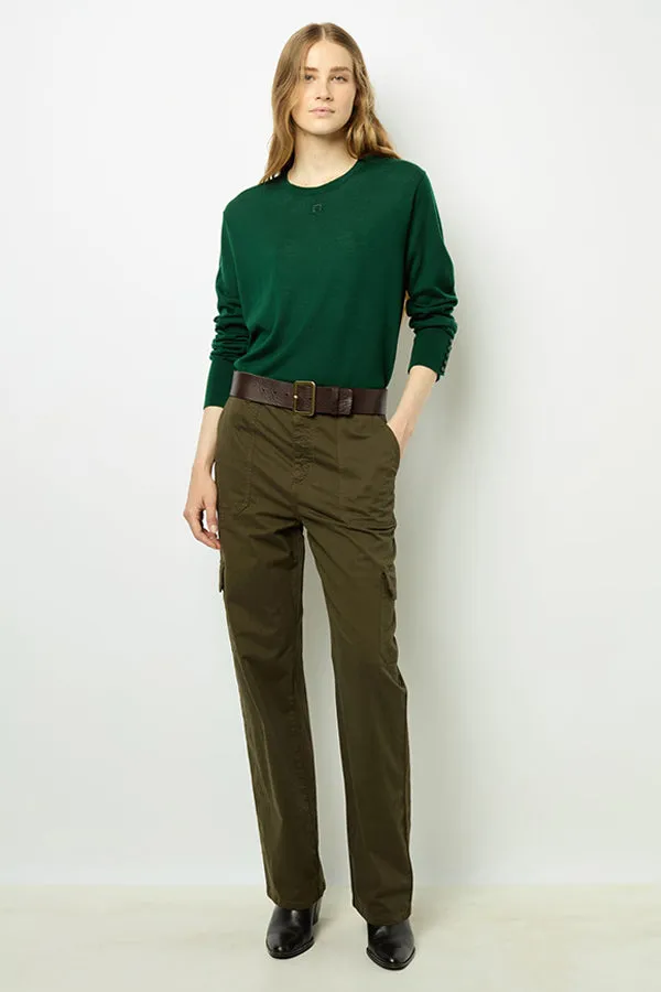 Gerard Darel JADE GREEN FINE WOOL ROUND NECK SWEATER