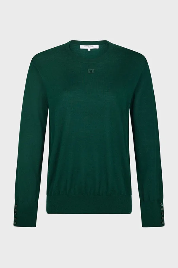 Gerard Darel JADE GREEN FINE WOOL ROUND NECK SWEATER