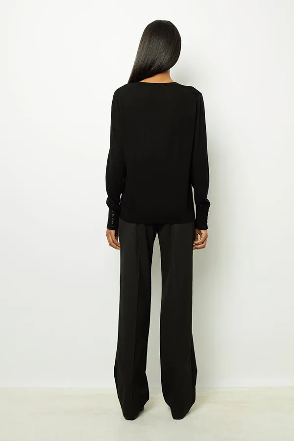 Gerard Darel JULIETTE BLACK FINE WOOL VNECK SWEATER