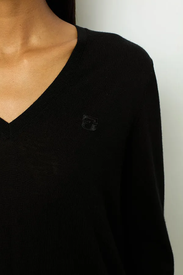 Gerard Darel JULIETTE BLACK FINE WOOL VNECK SWEATER