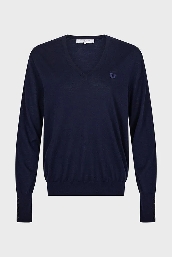 Gerard Darel JULIETTE BLUE FINE WOOL VNECK SWEATER