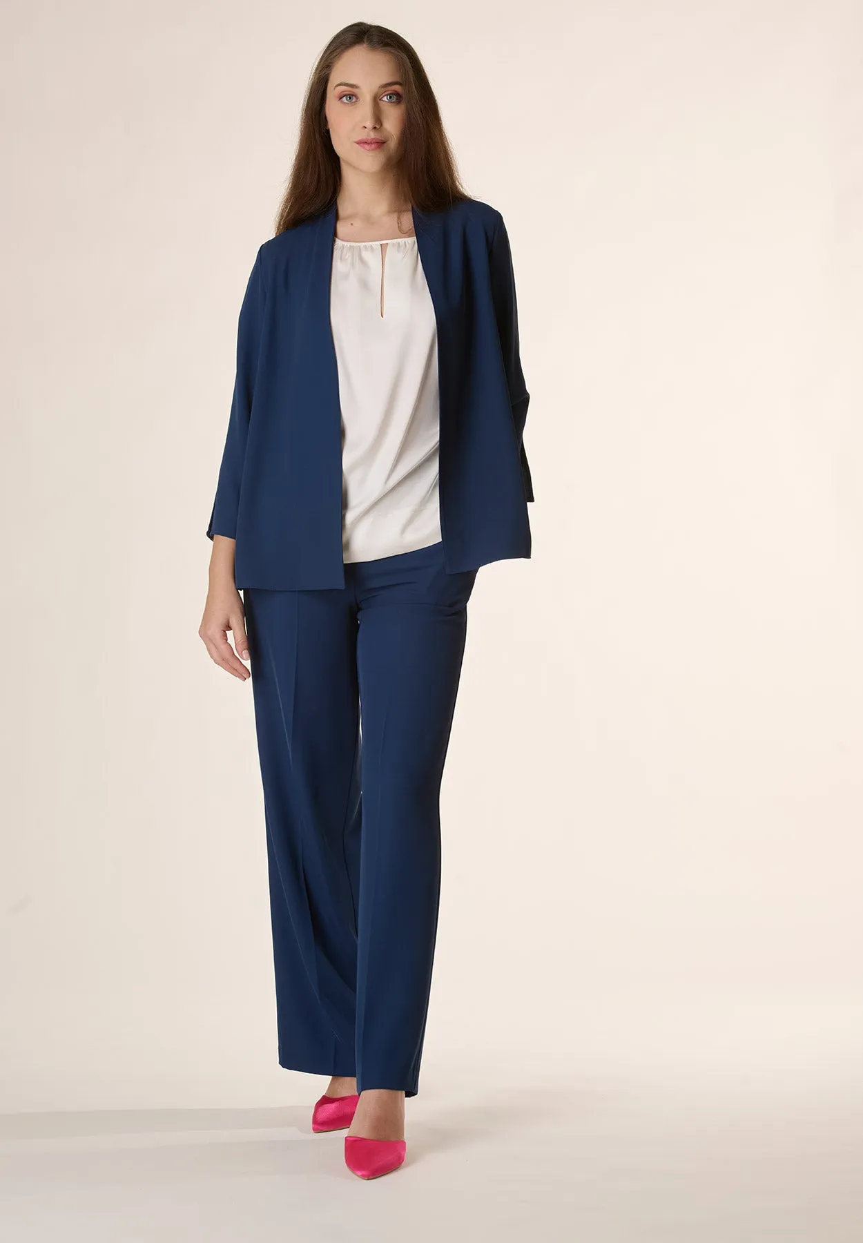 Giacca blu a cardigan corta