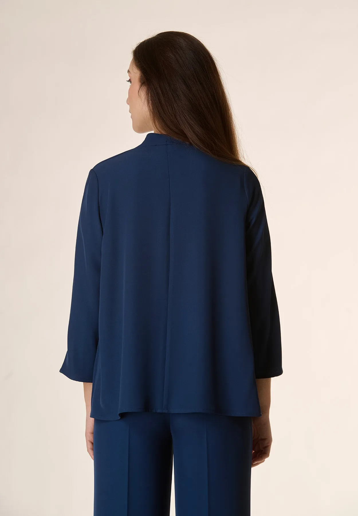 Giacca blu a cardigan corta