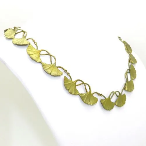 Ginkgo Gold or Green Leaf Adjustable 16 Bib Necklace by Michael Michaud Nature