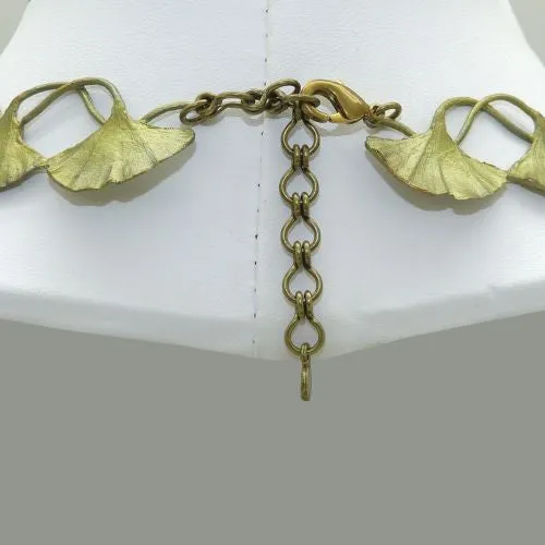 Ginkgo Gold or Green Leaf Adjustable 16 Bib Necklace by Michael Michaud Nature