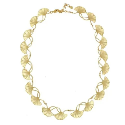 Ginkgo Gold or Green Leaf Adjustable 16 Bib Necklace by Michael Michaud Nature