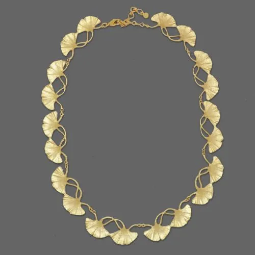 Ginkgo Gold or Green Leaf Adjustable 16 Bib Necklace by Michael Michaud Nature