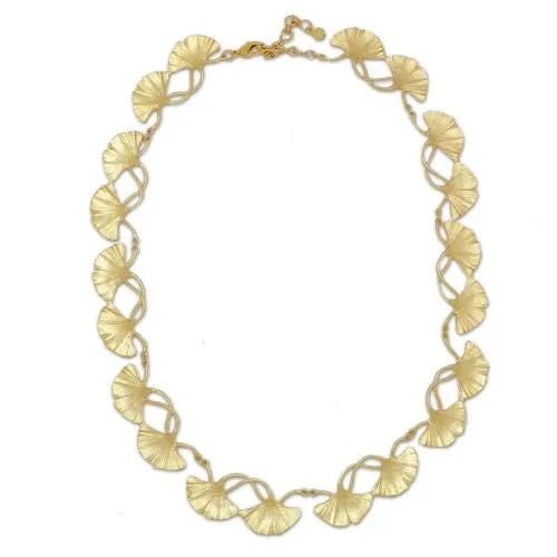 Ginkgo Gold or Green Leaf Adjustable 16 Bib Necklace by Michael Michaud Nature