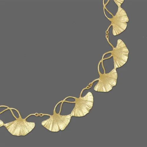 Ginkgo Gold or Green Leaf Adjustable 16 Bib Necklace by Michael Michaud Nature