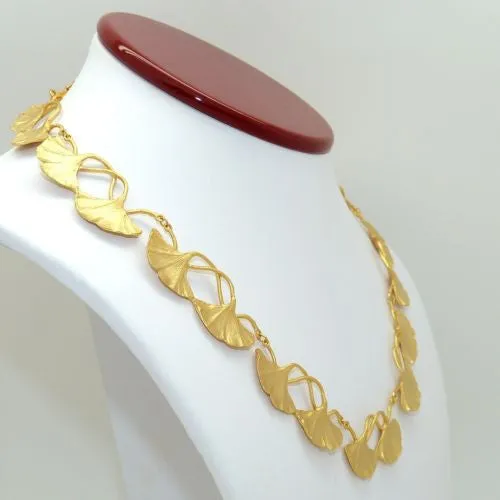 Ginkgo Gold or Green Leaf Adjustable 16 Bib Necklace by Michael Michaud Nature