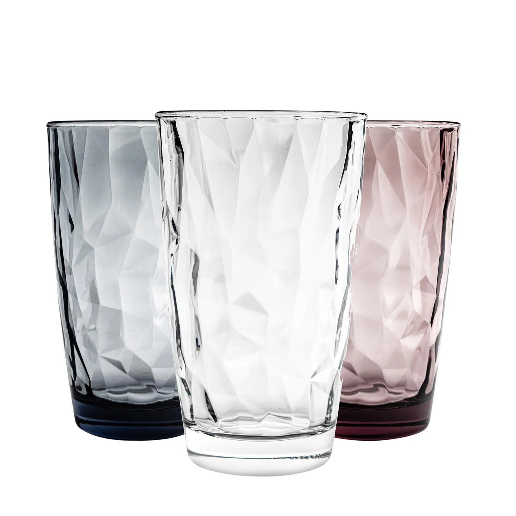 Glassware | Diamond Highball Glasses - 470ml - 3 Colours - Pack of 6 | Bormioli Rocco