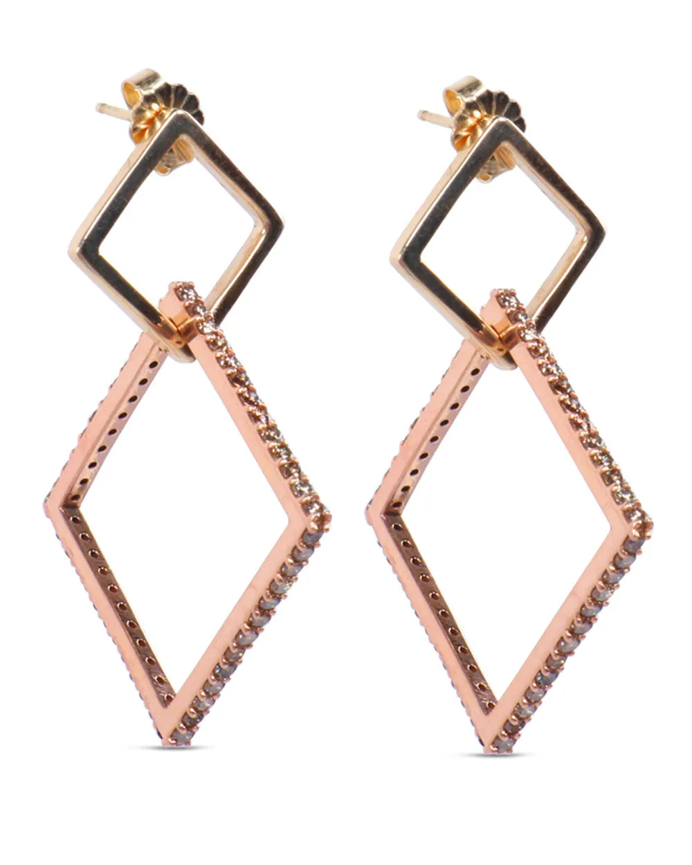 Gold and Rose Gold Diamond Puzzle Earrings