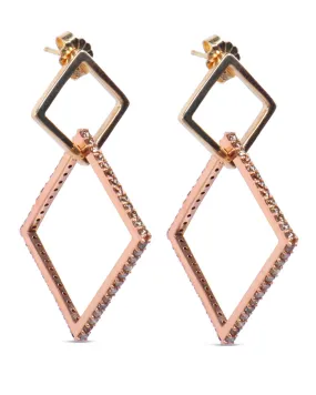 Gold and Rose Gold Diamond Puzzle Earrings