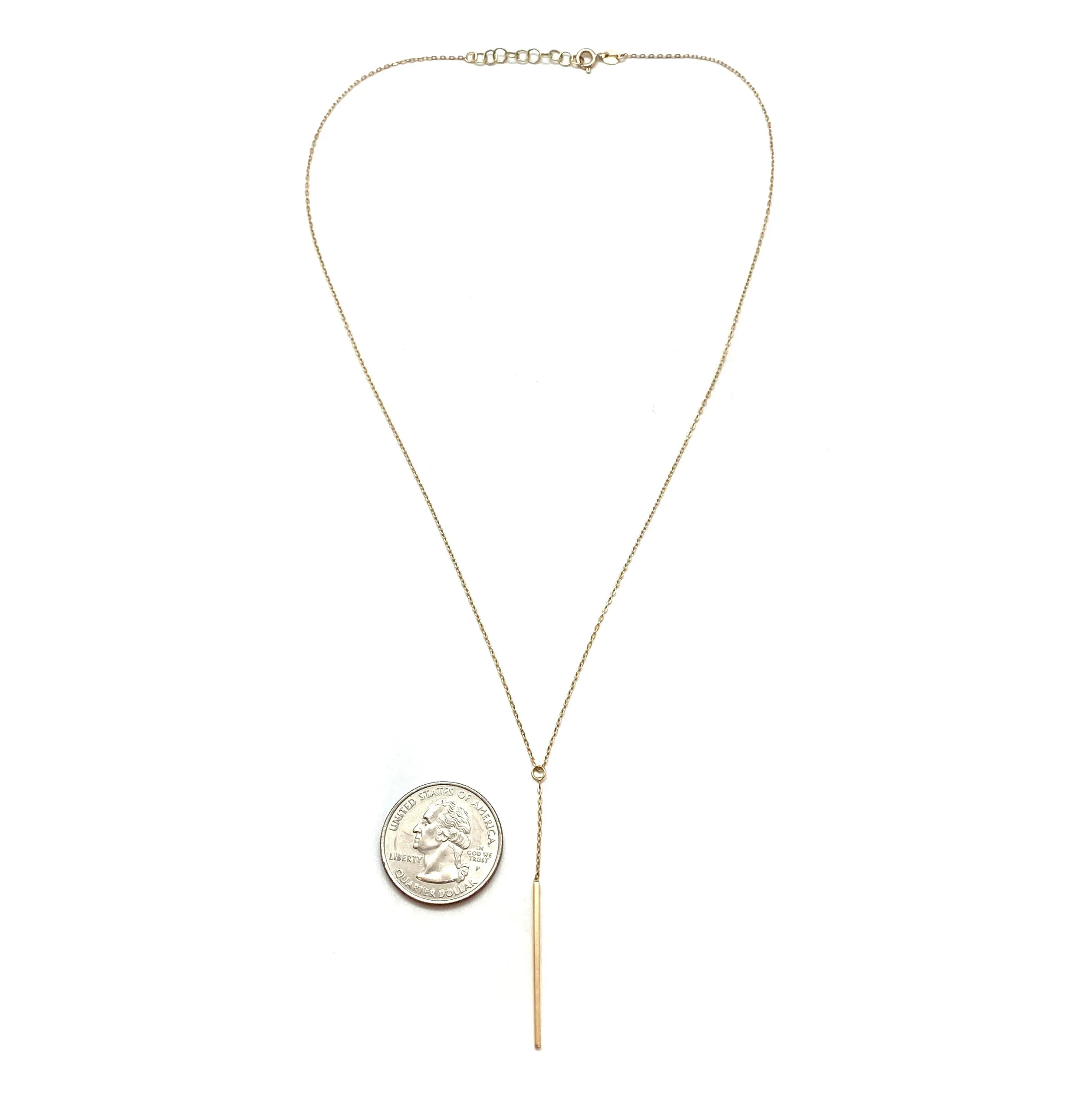 Gold Bar Lariat Necklace