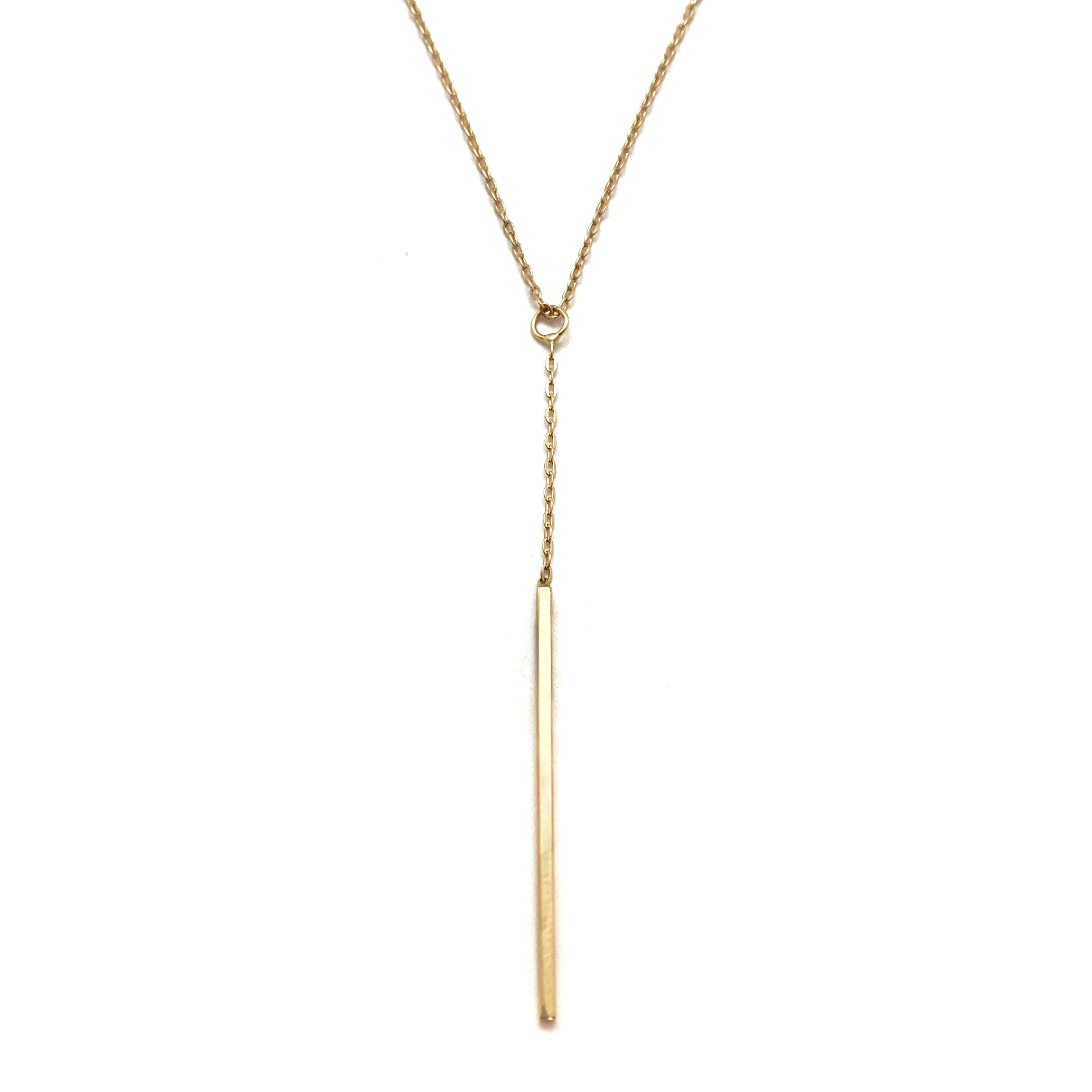 Gold Bar Lariat Necklace