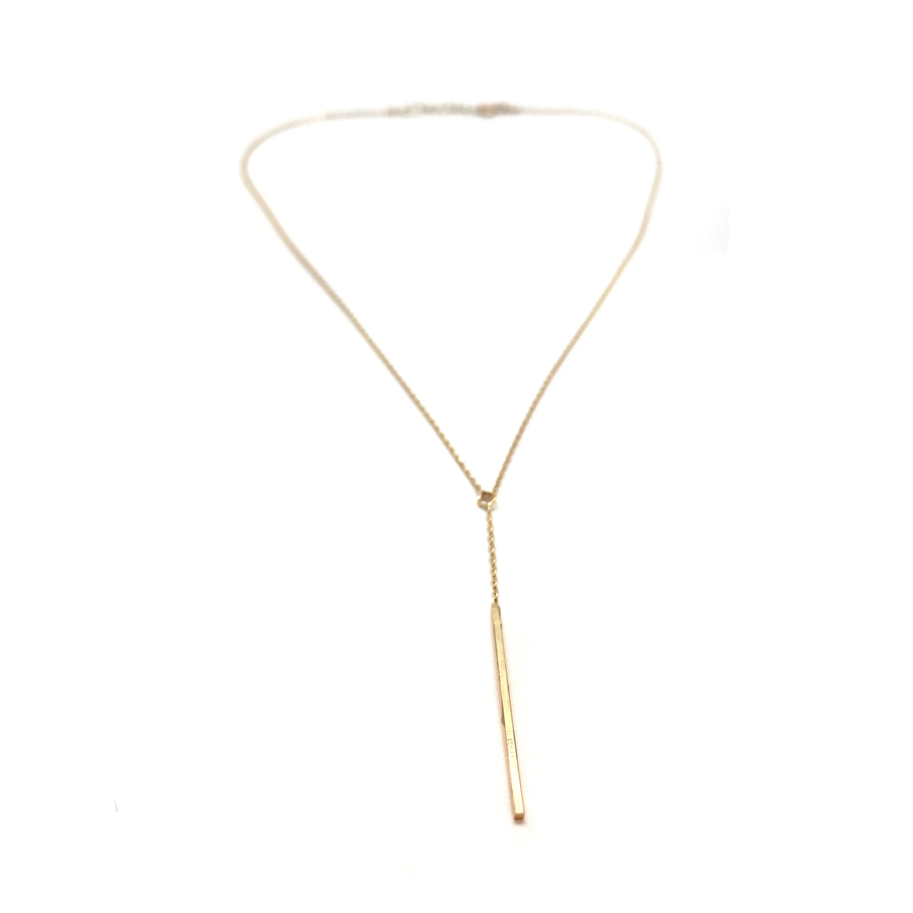 Gold Bar Lariat Necklace