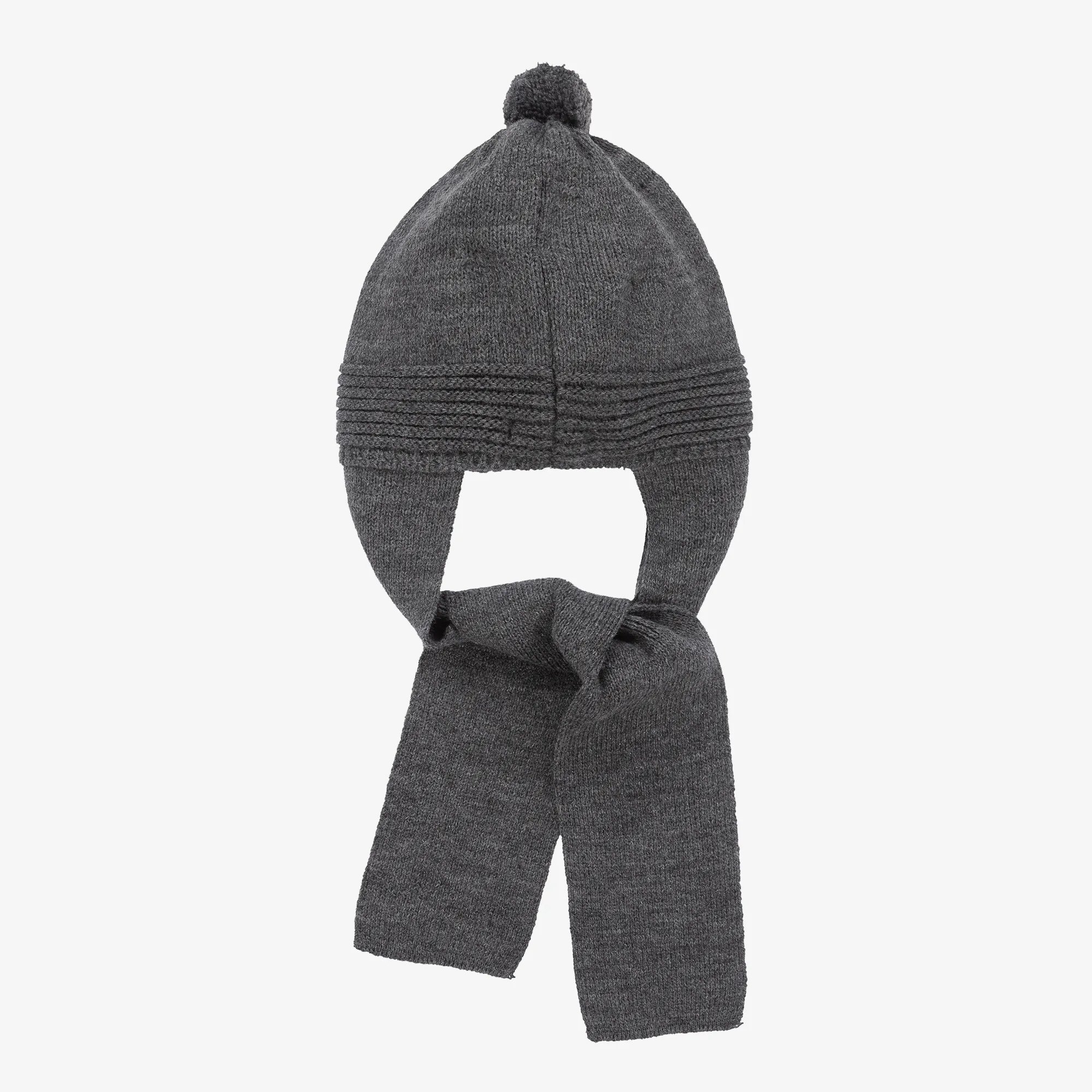 Grey Knitted Pom-Pom Hat 