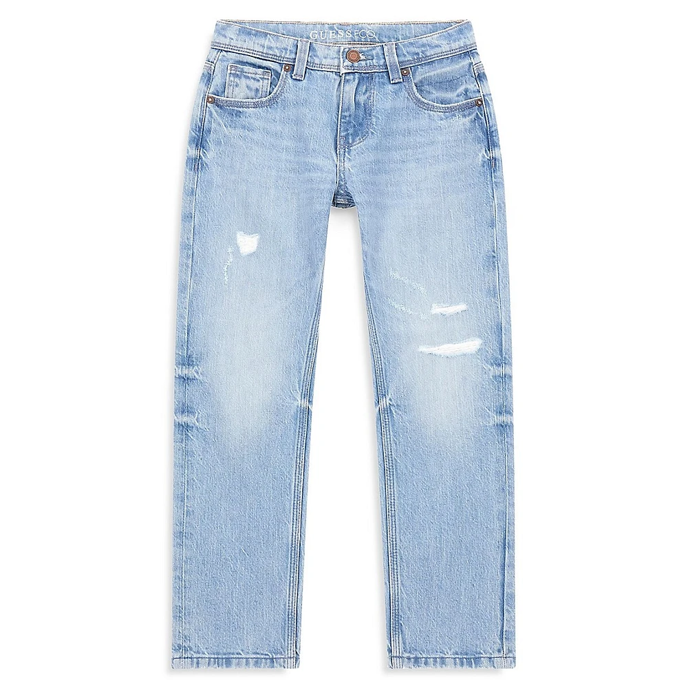 GUESS Boy's Rigid Denim Straight-Fit Jeans