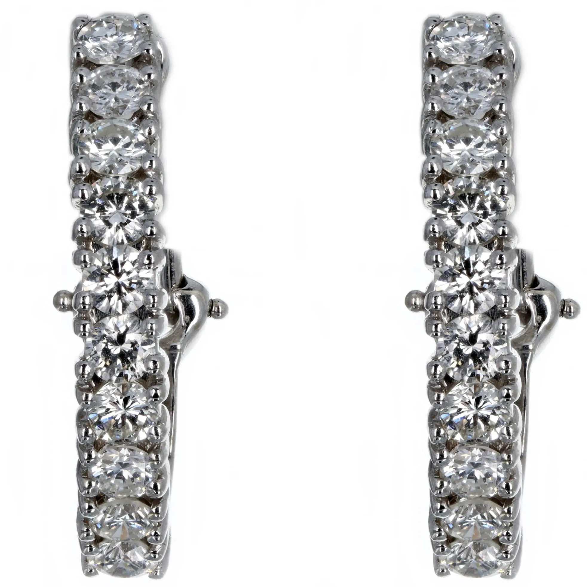 Hammerman Brothers 2.5 Carat Total Weight Round Diamond Hoop Earrings in 14K White Gold